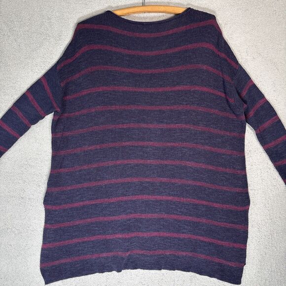 Free People Sweater Womens Oversized Size XS Navy Blue Stripes Coastal Lagenlook - Picture 14 of 16